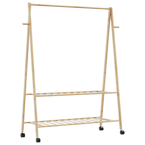 ZNTS Clothes Rack with Shelves and Wheels 132x45.5x155.5 cm Bamboo 4008911