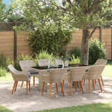Garden Dining Set 9 pcs Light Grey Poly Rattan 3261634