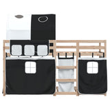 Bunk Bed without Mattress White&Black 90x190 cm Single Solid Wood Pine 3283994