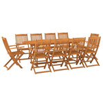 ZNTS 11 Piece Garden Dining Set 220x90x75 cm Solid Wood Acacia 3086975