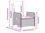 Reclining Garden Chair with Cushions Grey Poly Rattan 365684