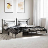 Metal Bed Frame without Mattress with Headboard Black 193x203cm 374345