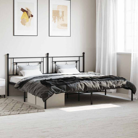 Metal Bed Frame without Mattress with Headboard Black 193x203cm 374345