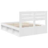 Bed Frame with Headboard White 160 x 200 cm Solid Pine Wood 3411391