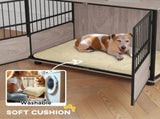 100cm Furniture Style Dog Crate Dog Cage End Table Indoor with 3 Doors Soft Washable Cushion, for T3398P376383