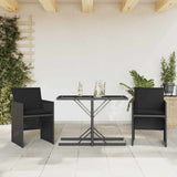 3 Piece Bistro Set with Cushions Black Poly Rattan 365063