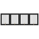 Dog Gate with Stands 4 pcs Black Oak 80 x 100 cm 892043