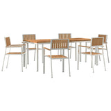 Outdoor Dining Set 7 pcs Solid Teak Wood and Stainless Steel 3334803