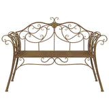 Garden Bench 2-Seater 130 x 47 x 90 cm Steel Antique Brown 42029543