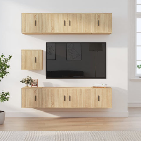 7 Piece TV Cabinet Set Sonoma Oak Engineered Wood 3188665