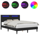 Bed Frame with LED Strip Lights Black 135 x 190 cm Faux Leather 42027994
