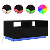 Coffee Table with LED Lights Black Oak 90x49x40 cm 862254
