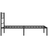 Metal Bed Frame without Mattress with Headboard Black 75x190cm 372267