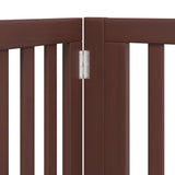 Dog Gate with Door Foldable 6 Panels Brown 480 cm Poplar Wood 3155693