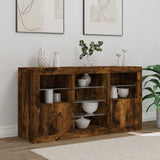 Sideboard with LED Lights Smoked Oak 123x37x67 cm 3209083