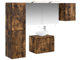 Bathroom Cabinet Set 5 pcs Smoked Oak Engineered Wood 3407291