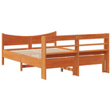 Bed Frame with Headboard Wax Brown 120x190 cm Small Double Solid Wood Pine 3307064