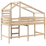 ZNTS Loft Bed with Ladder and Roof without Mattress 80x200 cm 3281986