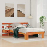 Bed Frame with Headboard Wax Brown 100 x 200 cm Solid Pine Wood 872709