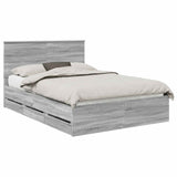 Bed Frame with Drawer Grey Sonoma 140 x 190 cm Engineer Wood 3409459
