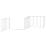 Dog Gate with Door Foldable 10 Panels White 800 cm Poplar Wood 3155563