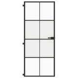 Interior Door Slim Black 83x201.5 cm Tempered Glass and Aluminium 155126