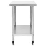 ZNTS Kitchen Work Table with Wheels 100x45x85 cm Stainless Steel 51638