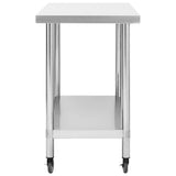 ZNTS Kitchen Work Table with Wheels 100x45x85 cm Stainless Steel 51638