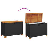 Garden Storage Box Black 80x40x48 cm Poly Rattan Acacia Wood 366282
