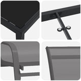 Garden Dining Set 7 pcs Grey and Black Powder-coated Steel 3379126