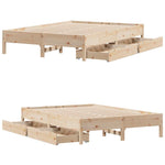 ZNTS Bed Frame without Mattress 135x190 cm Double Solid Wood Pine 3301725