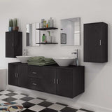 11 Piece Bathroom Furniture Set with Basin with Tap Black 273687