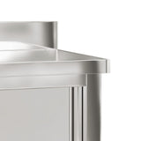 Kitchen Work Table with Sliding Doors Stainless Steel 376441