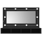 Mirror Cabinet with LED Black 90x31.5x62 cm 833488