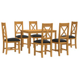 Dining Set 7 pcs Black Solid Oak Wood 3430270