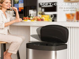 55L Sensor Bin with Soft-Close Lid, Automatic Touchless Motion Sensor Kitchen Bin with Fingerprint T3398P424968