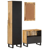 3 Piece Bathroom Furniture Set Solid Wood Rough Mango 3217089