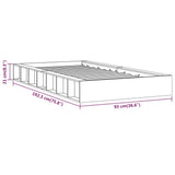 Bed Frame without Mattress Grey 75x190 cm Small Single Small Single Solid Wood 820698