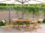 5 Piece Garden Dining Set Beige Fabric and Solid Wood 3281775