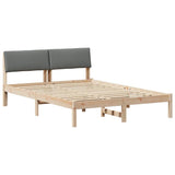Bed frame Brown and dark grey 160 x 200 cm Solid pine wood 878525