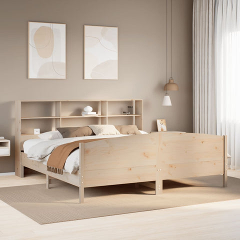 ZNTS Bookcase Bed without Mattress 200x200cm Solid Wood Pine 3323092