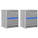 ZNTS Bedside Cabinets with LED Lights 2 pcs Grey Sonoma Engineered Wood 852044