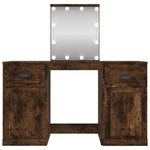 Dressing Table with LED Smoked Oak 130x50x132.5 cm 3185348