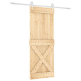Sliding Door Natural and White 80 x 210 cm Solid Pine Wood 3445189