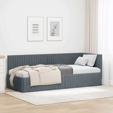 Corner Bed Frame with Headboard Dark grey 80 x 200 cm Velvet 42016247