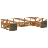 Outdoor Sofa Set 10 pcs Natural Solid Acacia Wood 3384905
