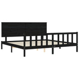 Bed Frame without Mattress Black 200x200 cm Solid Wood Pine 3193425