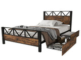 Metal bed, 3FT single bed 90x190cm, With 2 drawerss, Durable and Sturdy, Youth bed, Storage bed for N604P283076B