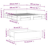 Bed Frame with Drawers without Mattress White 200x200 cm 3280720
