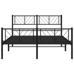 ZNTS Metal Bed Frame without Mattress with Footboard Black 150x200cm 372199